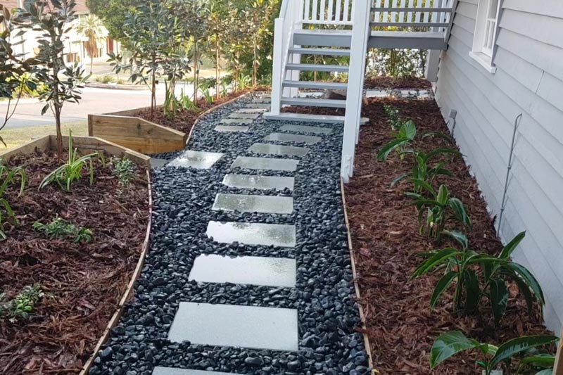 Custom paved outdoor area designed for a Brisbane property