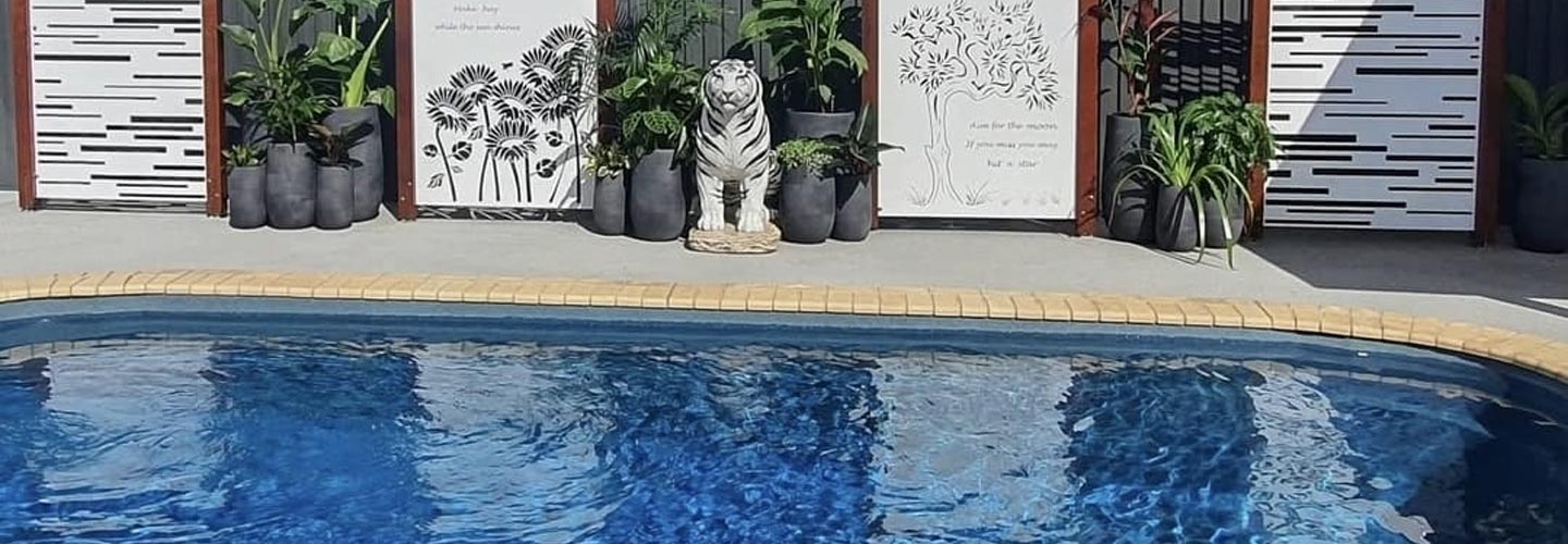 Custom laser cut privacy screens installed in a Brisbane outdoor area