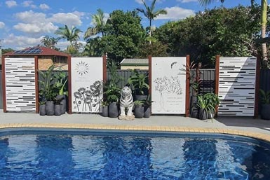Courtyard outdoor living space — completed landscaping project